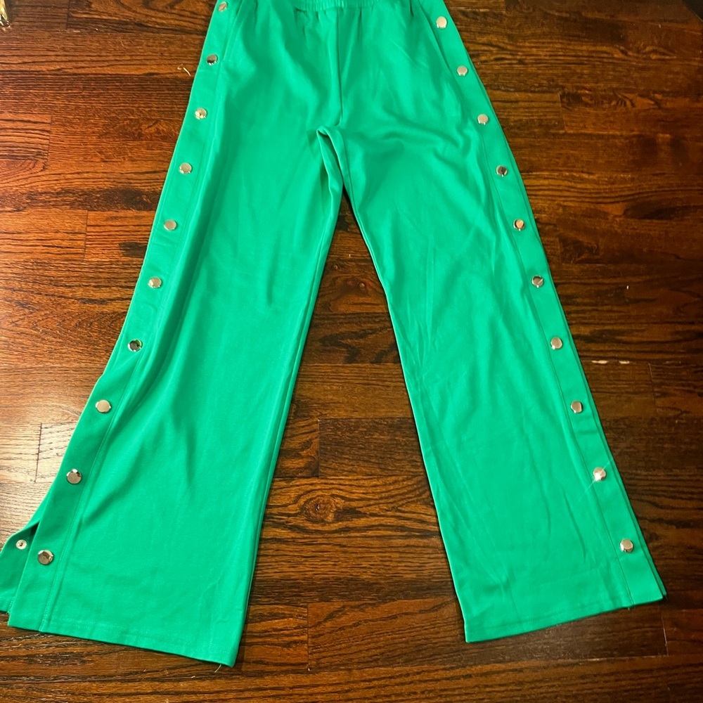 Green Snap Button Pants
